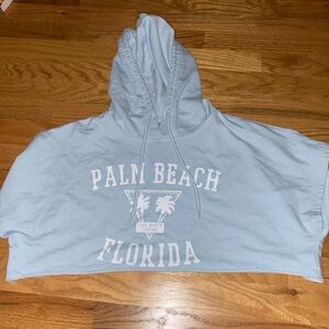 palm beach florida light blue refuge cropped hooded tee